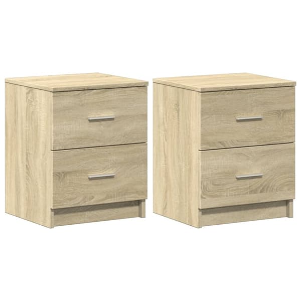 vidaXL sengeborde 2 stk. med 2 skuffer 40x36x50 cm sonoma-eg