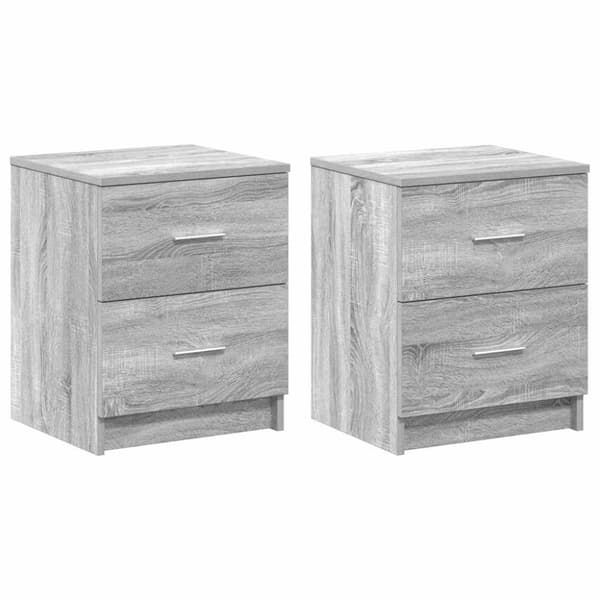 vidaXL sengeborde 2 stk. med 2 skuffer 40x36x50 cm grå sonoma-eg
