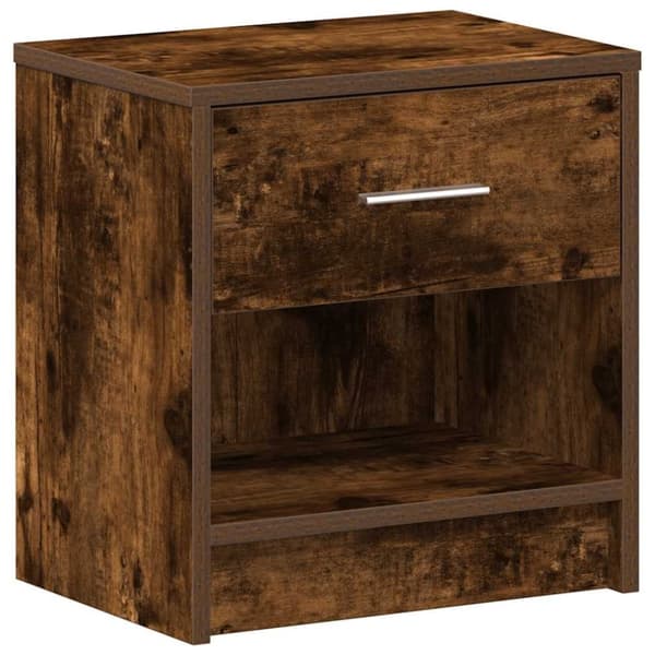 vidaXL sengebord med skuffe 39x28x41 cm røget egetræsfarve