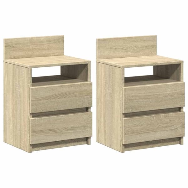 vidaXL Nattbord 2 stk med 2 skuffer sonoma eik 40x33x60 cm