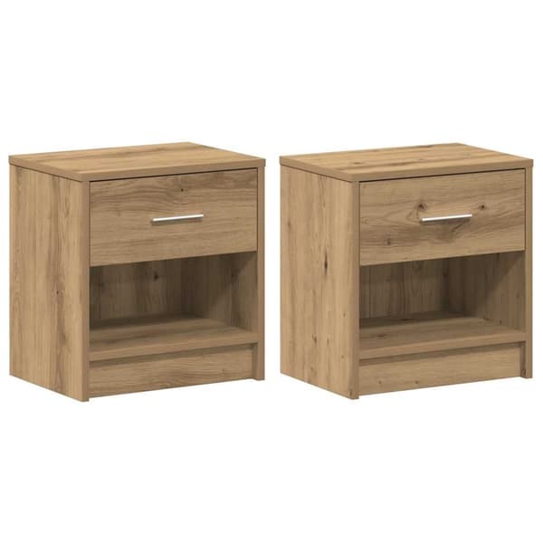 vidaXL sengeborde 2 stk. med skuffe 39x28x41 cm kunsteg