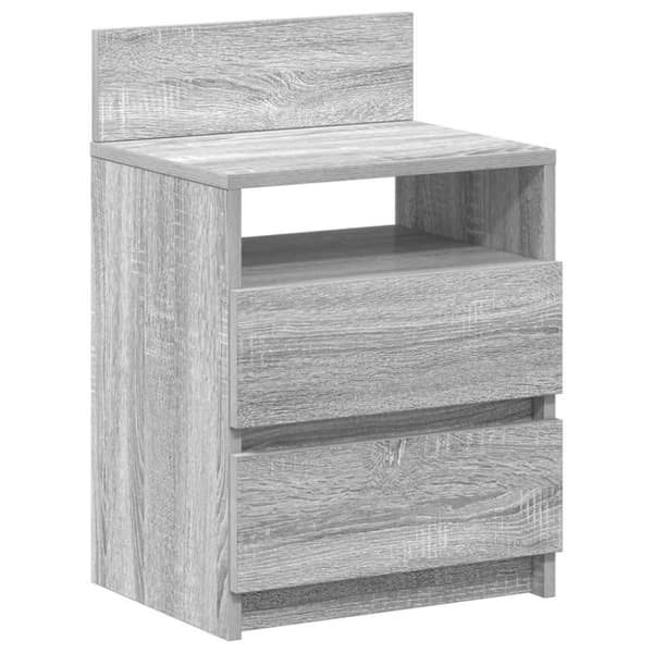 vidaXL sengebord med 2 skuffer 40x33x60 cm grå sonoma-eg
