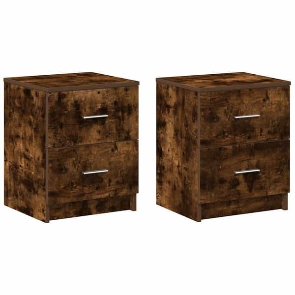 vidaXL sengeborde 2 stk. med 2 skuffer 40x36x50 cm røget egetræsfarve