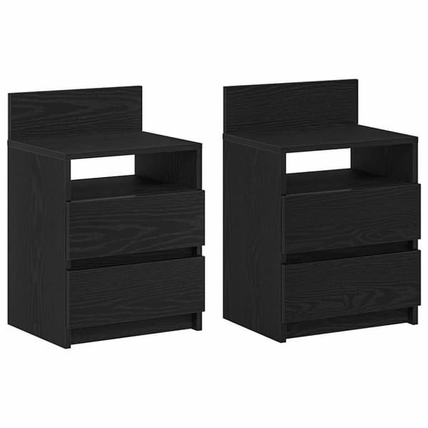 vidaXL Nattbord 2 stk med 2 skuffer svart 40x33x60 cm