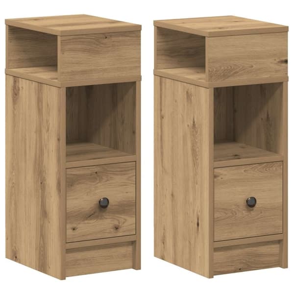 vidaXL Nattbord 2 stk med skuff artisan eik 25x31x66 cm
