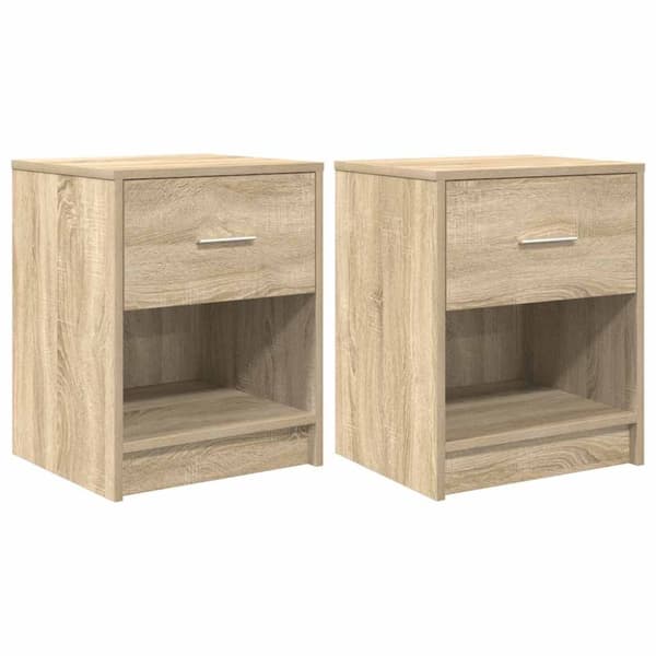 vidaXL sengeborde 2 stk. med skuffe 40x34x50 cm sonoma-eg