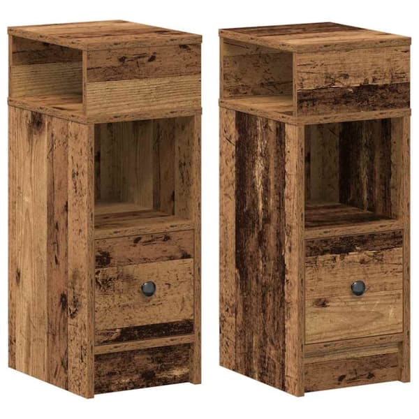 vidaXL sengeborde 2 stk. med skuffe 25x31x66 cm antikt træ