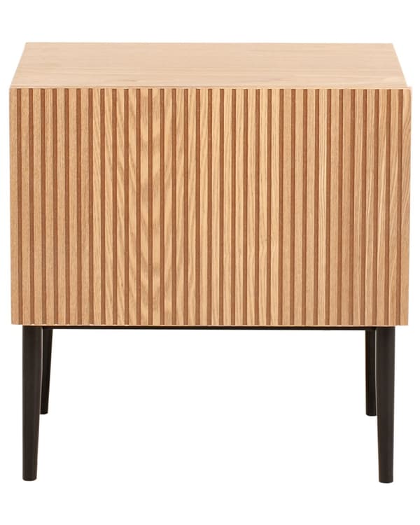 Nattbord Lyst tre MDF Metallben 1 skuff Riflet front Moderne design Soverom Småbord