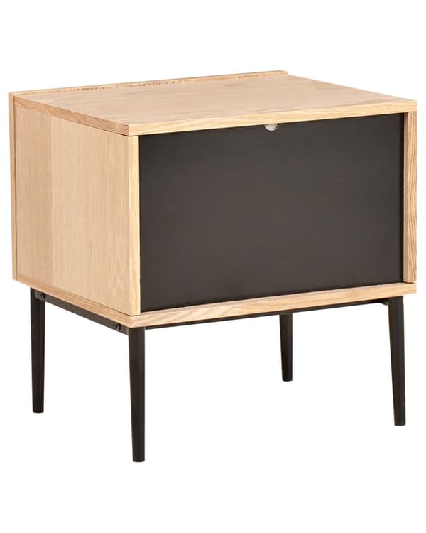 Nattbord Lyst tre MDF Metallben 1 skuff Riflet front Moderne design Soverom Småbord