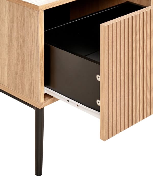 Nattbord Lyst tre MDF Metallben 1 skuff Riflet front Moderne design Soverom Småbord