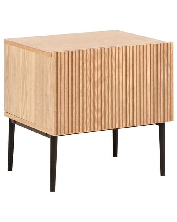 Nattbord Lyst tre MDF Metallben 1 skuff Riflet front Moderne design Soverom Småbord