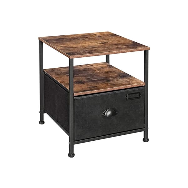 Nattduksbord, LVT02H, 41x41x47 cm, Brun-Svart