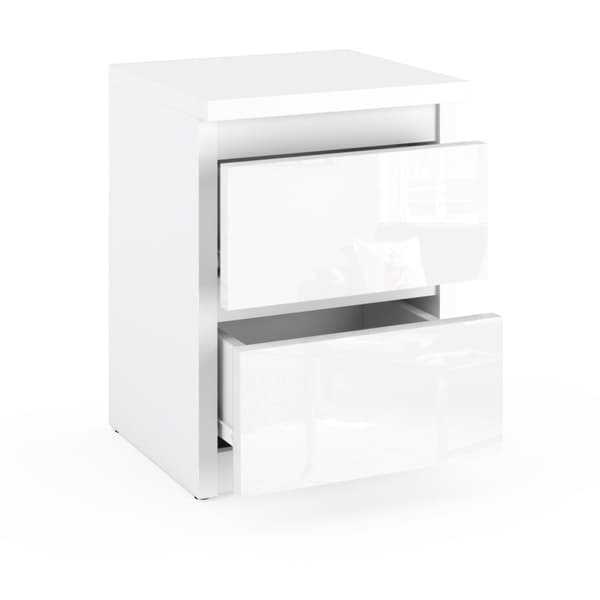Natbord Hvid Glans 30 CM 2S Sengebord Soveværelsesmøbel Nakastlik
