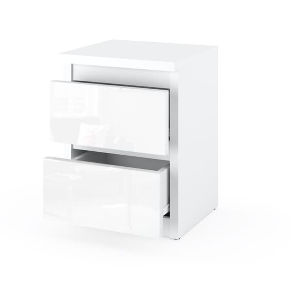 Natbord Hvid Glans 30 CM 2S Sengebord Soveværelsesmøbel Nakastlik