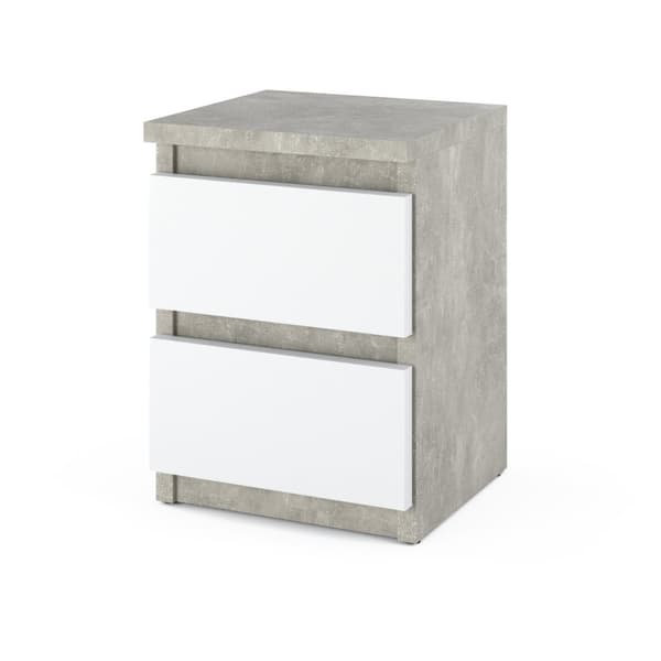 Sengebord 30 CM Beton Hvid Mat sengebord Nakastlik Soveværelsesmøbel