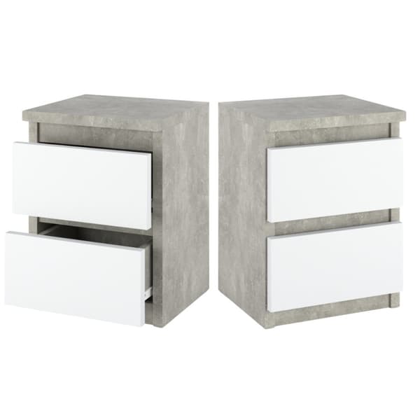 Sengebord 30 CM Beton Hvid Mat sengebord Nakastlik Soveværelsesmøbel