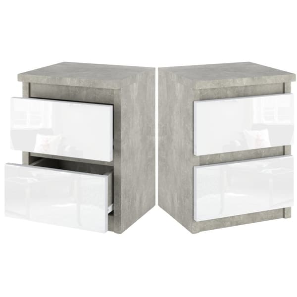 Sengebord Beton Hvid Glans 30 CM 2S Sengebord Soveværelsesmøbel