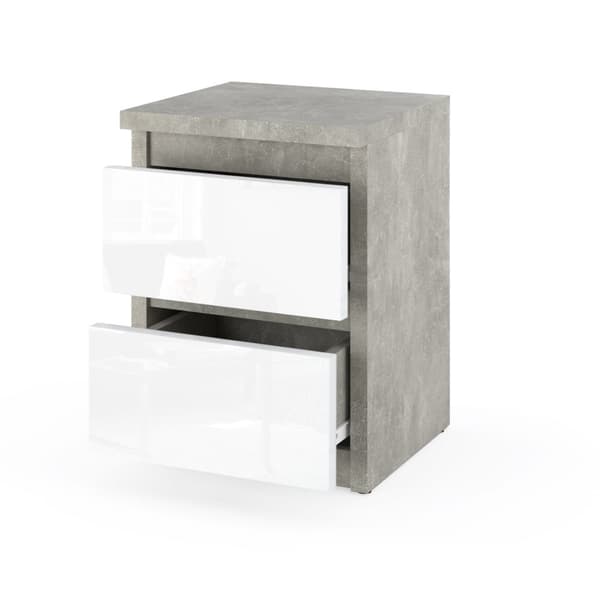 Sengebord Beton Hvid Glans 30 CM 2S Sengebord Soveværelsesmøbel