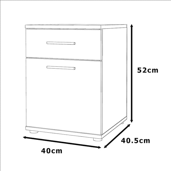 Natbord Eg Sonoma Hvid Glans 40 CM Sengebord Nakastlik Soveværelse