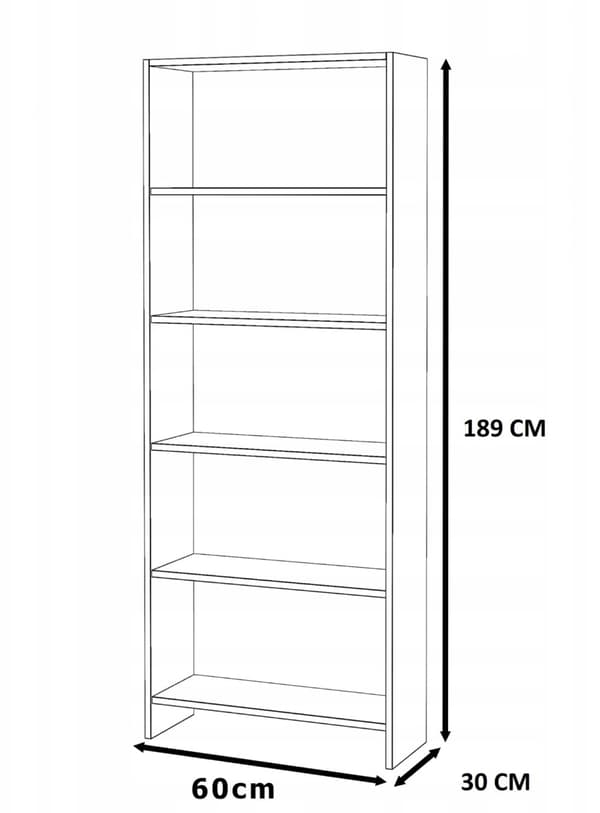 Kontorreol Grå Eg Wotan 60CM 5 hylder Legetøjshylde Loft