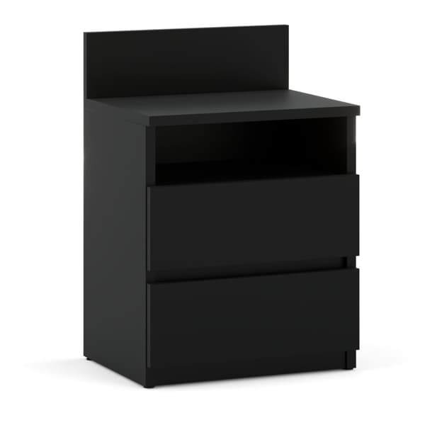 Svart Sängbord 40cm 2 Lådor Hylla Sovrumsmöbler