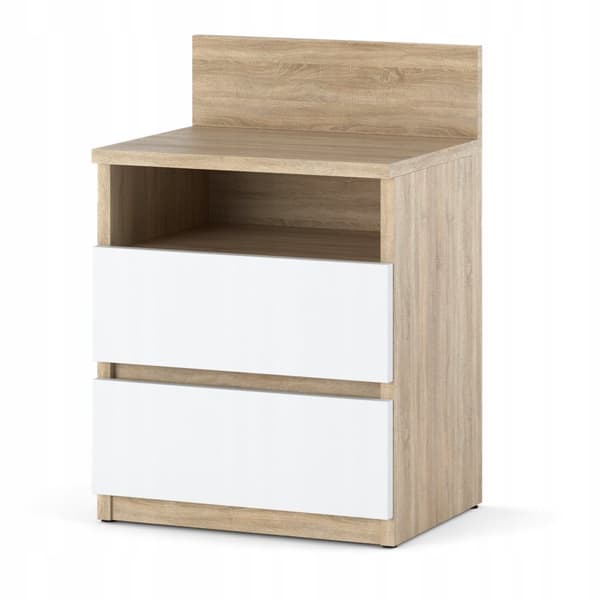 Natbord Sengebord Sonoma Eg Hvid 40CM 2S Hylde Soveværelsesmøbel