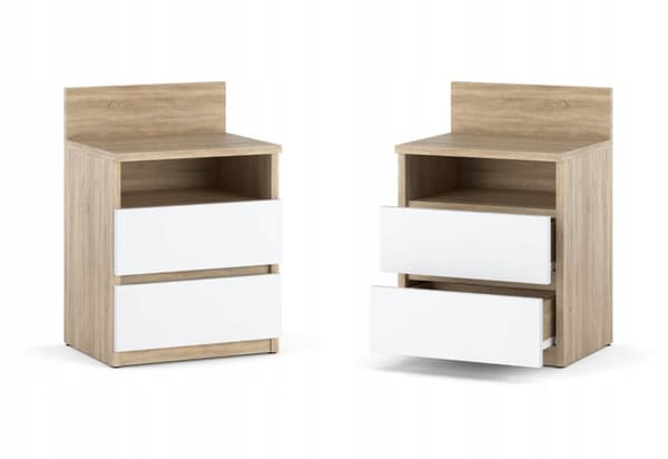 Natbord Sengebord Sonoma Eg Hvid 40CM 2S Hylde Soveværelsesmøbel