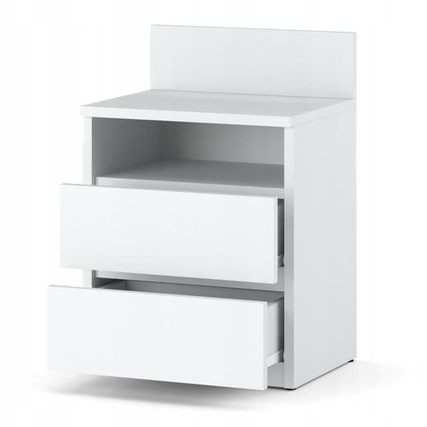 Sängskåp Vit Sängbord 40CM 2 Lådor Hylla Sängbord För Sovrum