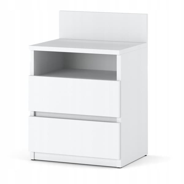 Sängskåp Vit Sängbord 40CM 2 Lådor Hylla Sängbord För Sovrum
