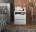 Miniatyrbild 6 av 11: Sängskåp Vit Sängbord 40CM 2 Lådor Hylla Sängbord För Sovrum