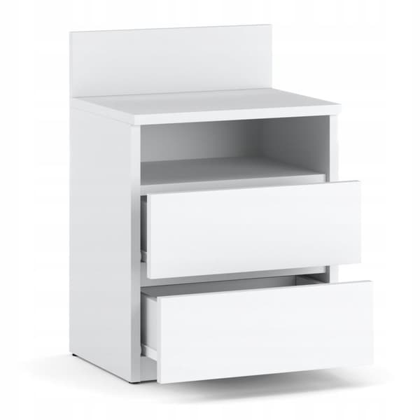 Sängskåp Vit Sängbord 40CM 2 Lådor Hylla Sängbord För Sovrum