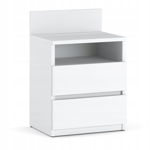 Sängskåp Vit Sängbord 40CM 2 Lådor Hylla Sängbord För Sovrum