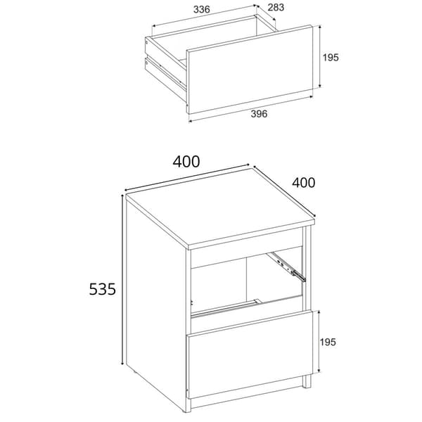 SVART SÄNGSKÅP 40CM 2 LÅDOR STORT HÖGT SÄNGBORD NAKASTLIK LOFT