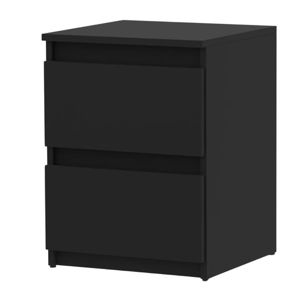 SVART SÄNGSKÅP 40CM 2 LÅDOR STORT HÖGT SÄNGBORD NAKASTLIK LOFT