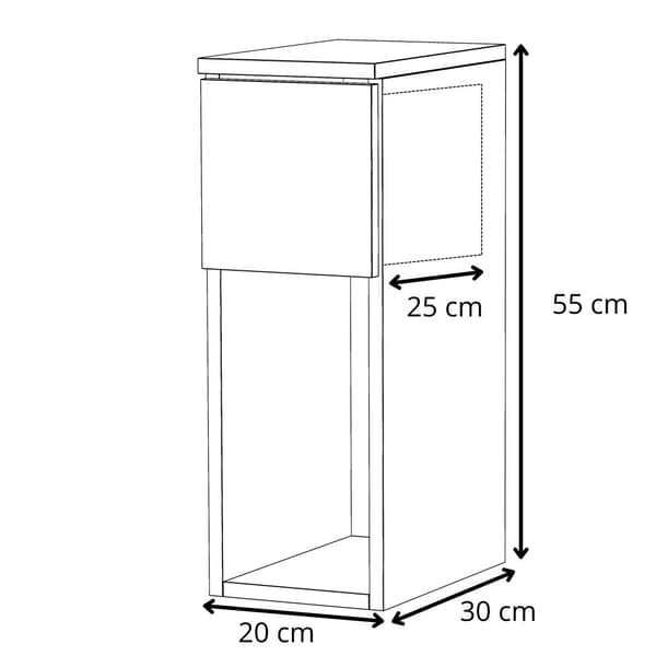 SMAL VIT SÄNGSKÅP 20 CM BORD MED 1 LÅDA SCANDINAVIAN FÖR SOVRUM