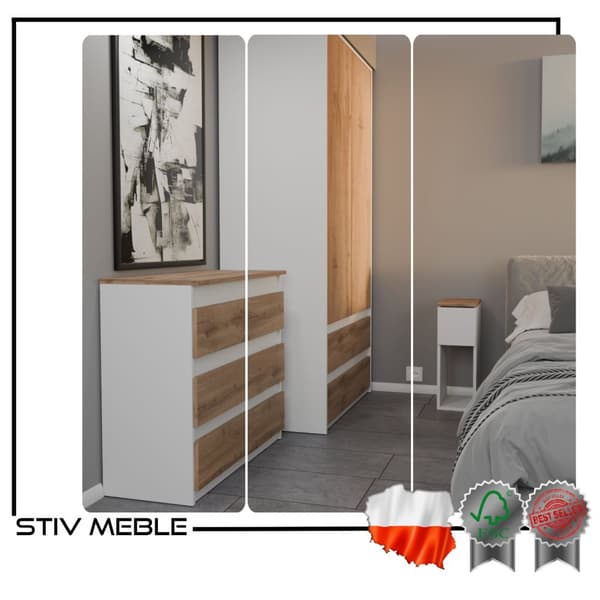 SMAL VIT SÄNGSKÅP 20 CM BORD MED 1 LÅDA SCANDINAVIAN FÖR SOVRUM
