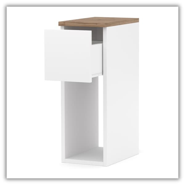 SMAL VIT SÄNGSKÅP 20 CM BORD MED 1 LÅDA SCANDINAVIAN FÖR SOVRUM