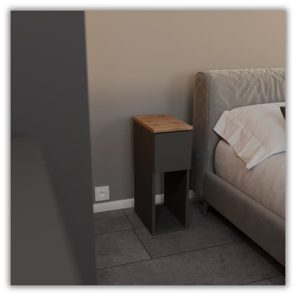 SMAL NATSKAB GRÅ EG WOTAN 20 CM NAGEBORD TIL LOFT SOVEVÆRELSE