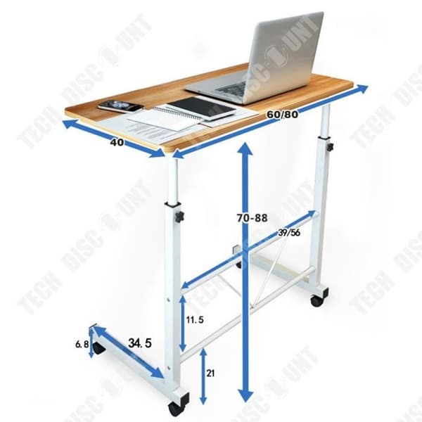 TD® Sängbord Säng Sovrum Laptop Sömnläsning Bekväm justerbar höjd Trä Skrivbord Vit Färg