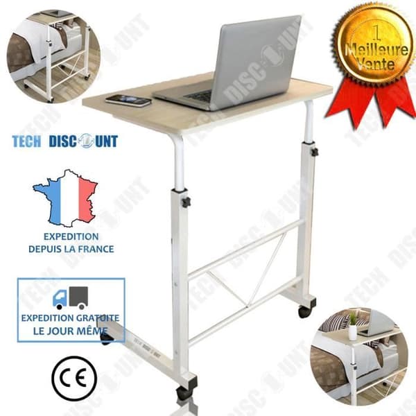 TD® Sängbord Säng Sovrum Laptop Sömnläsning Bekväm justerbar höjd Trä Skrivbord Vit Färg