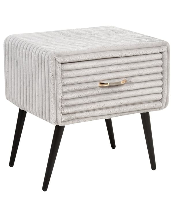 Sengebord Guld Grå Fløjl Metalben 49 x 46 x 38 cm Design Natbord med Skuffe Minimalistisk Design Soveværelsesmøbler Tilbehør