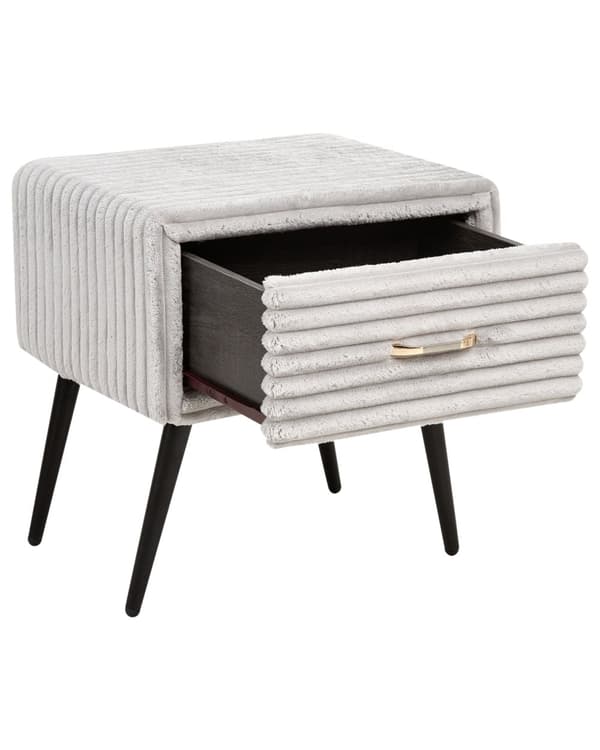 Sengebord Guld Grå Fløjl Metalben 49 x 46 x 38 cm Design Natbord med Skuffe Minimalistisk Design Soveværelsesmøbler Tilbehør