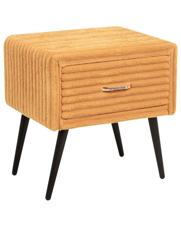 Sengebord Guld Orange Fløjl Metalben 49 x 46 x 38 cm Design Natbord med Skuffe Minimalistisk Design Soveværelsesmøbler Tilbehør