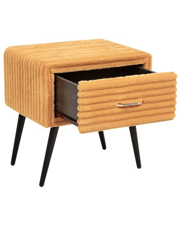 Sengebord Guld Orange Fløjl Metalben 49 x 46 x 38 cm Design Natbord med Skuffe Minimalistisk Design Soveværelsesmøbler Tilbehør