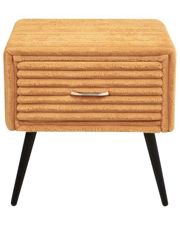 Sengebord Guld Orange Fløjl Metalben 49 x 46 x 38 cm Design Natbord med Skuffe Minimalistisk Design Soveværelsesmøbler Tilbehør