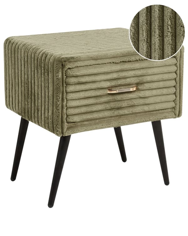 Sengebord Guld Grøn Fløjl Metalben 49 x 46 x 38 cm Design Natbord med Skuffe Minimalistisk Design Soveværelsesmøbler Tilbehør