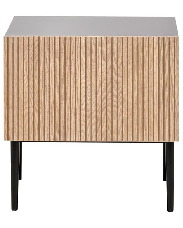 Natbord Sort MDF Lyst træ Ribbet design Natbord med 1 skuffe Moderne soveværelse