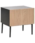 Miniatyrbillede 1 af 10: Natbord Sort MDF Lyst træ Ribbet design Natbord med 1 skuffe Moderne soveværelse