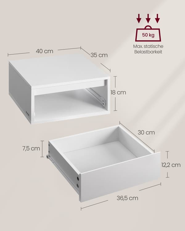 Hängande sängbord med ljus i 3 färger wolkwit