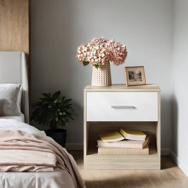 Bedstabel med skuffe - Multifunktionelt sidebord, moderne design